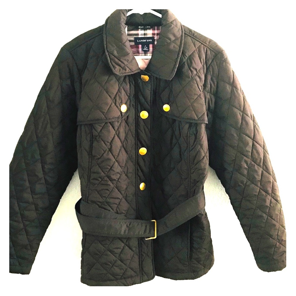 Brown Lands End Quilted Jacket Size 14-16